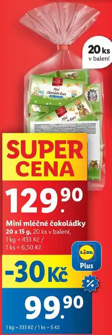 Lidl Mini mléčné čokoládky, 20x 15 g nabídka