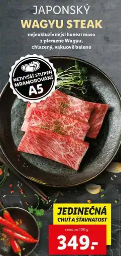 Lidl JAPONSKÝ WAGYU STEAK, cena za 100 g nabídka