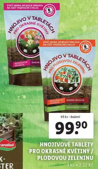 Lidl HNOJIVOVÉ TABLETY PRO OKRASNÉ KVĚTINY/PLODOVOU ZELENINU, 45 ks nabídka