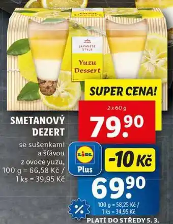 Lidl SMETANOVÝ DEZERT, 2x 60 g nabídka