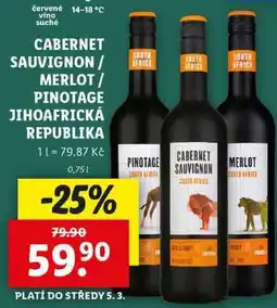 Lidl CABERNET SAUVIGNON/MERLOT/PINOTAGE JIHOAFRICKÁ REPUBLIKA, 0,75 l nabídka