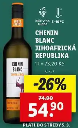 Lidl CHENIN BLANC JIHOAFRICKÁ REPUBLIKA, 0,75 l nabídka