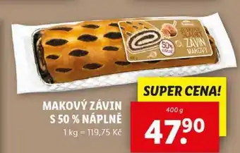 Lidl MAKOVÝ ZÁVIN S 50 % NÁPLNĚ, 400 g nabídka