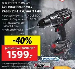 Lidl Aku vrtací šroubovák PABSP 20-Li C4, Smart 4 Ah nabídka