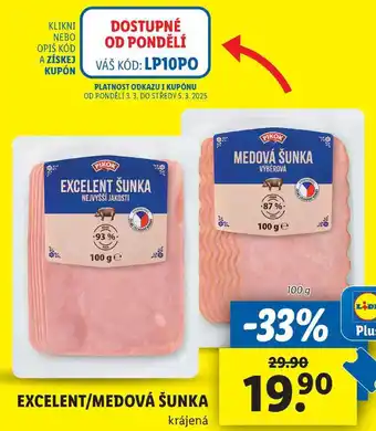 Lidl EXCELENT/MEDOVÁ ŠUNKA, 100 g nabídka