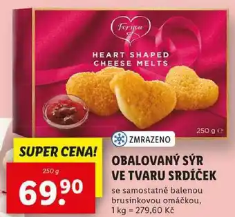 Lidl OBALOVANÝ SÝR VE TVARU SRDÍČEK, 250 g nabídka