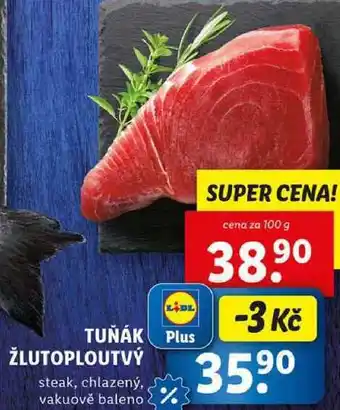 Lidl TUŇÁK ŽLUTOPLOUTVÝ, cena za 100 g nabídka