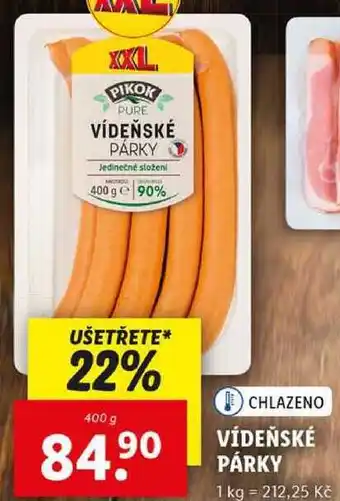 Lidl VÍDEŇSKÉ PÁRKY, 400 g nabídka