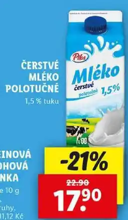 Lidl ČERSTVÉ MLÉKO POLOTUČNÉ, 1 l nabídka