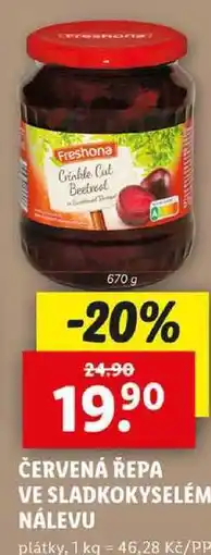 Lidl ČERVENÁ ŘEPA VE SLADKOKYSELÉM NÁLEVU, 670 g nabídka