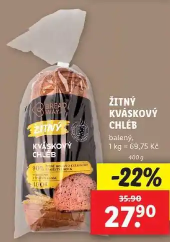 Lidl ŽITNÝ KVÁSKOVÝ CHLÉB, 400 g nabídka