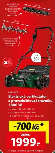 Lidl Elektrický vertikutátor a provzdušňovač trávníku 1800 W nabídka