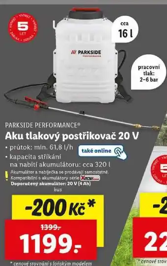 Lidl Aku tlakový postřikovač 20 V nabídka