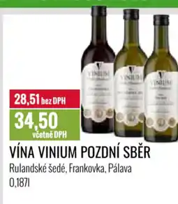 Ratio Vína Vinium Pozdní sběr nabídka