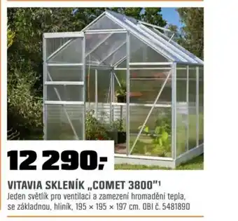 OBI Vitavia skleník „Comet 3800" nabídka