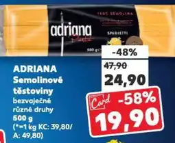 Kaufland ADRIANA Semolinové těstoviny nabídka