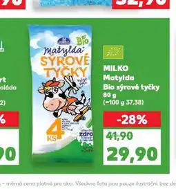 Kaufland Milko matylda bio sýrové tyčinky nabídka