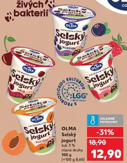 Kaufland OLMA Selský jogurt tuk 3% různé druhy nabídka