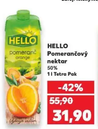 Kaufland HELLO pomeranč orange nektar 50% nabídka