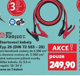 Kaufland Startovací kabely Typ 25 (DIN 72 553 - 25) pro benzínové motory do 5 500 cm³ nabídka