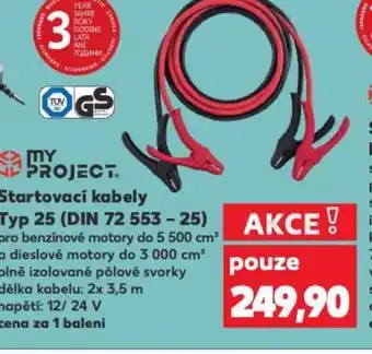 Kaufland Startovací kabely Typ 25 (DIN 72 553 - 25) pro benzínové motory do 5 500 cm³ nabídka