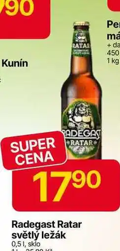 Hruška Radegast Ratar světlý ležák 0,5l nabídka