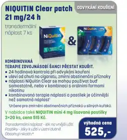 PharmaPoint NIQUITIN Clear patch ODVYKÁNÍ KOUŘENÍ 21 mg/24 h nabídka