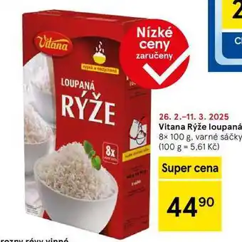 Tesco Vitana Rýže loupaná, 8× 100 g. varné sáčky nabídka