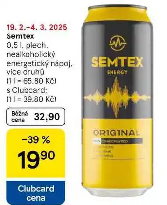 Tesco Semtex Energy, 500ml, vybrané druhy nabídka