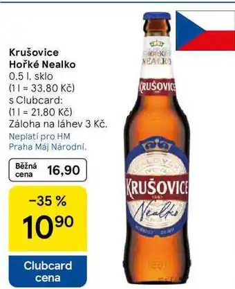 Tesco Krušovice Hořké Nealko, 0,5 l, sklo nabídka