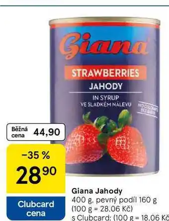 Tesco Giana Jahody, 400 g. pevný podíl 160 g nabídka