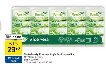 Tesco Tento Family Aloe vera Hygienické kapesníky, 10x 10 ks, 3 vrstvy nabídka