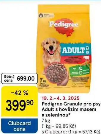 Tesco Pedigree Granule pro psy Adults hovězím masem a zeleninou, 7 kg nabídka