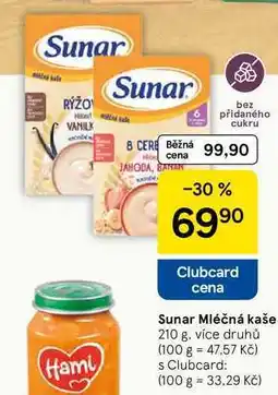 Tesco Sunar Mléčná kaše, 210 g, více druhů nabídka