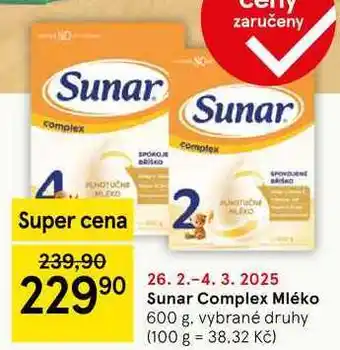 Tesco Sunar Complex Mléko, 600 g. vybrané druhy nabídka