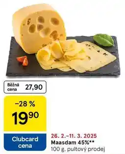 Tesco Maasdam 45%, 100 g nabídka