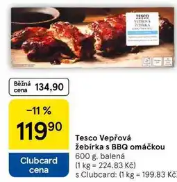 Tesco Tesco Vepřová Žebírka s BBQ omáčkou, 600 g, balená nabídka