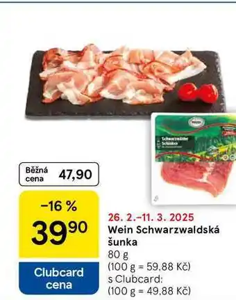 Tesco Wein Schwarzwaldská šunka, 80 g nabídka