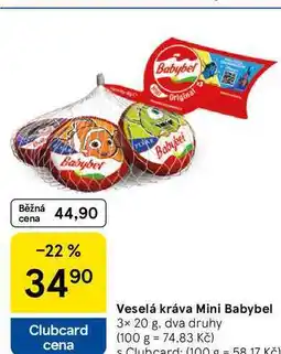 Tesco Veselá kráva Mini Babybel, 3x 20 g, dva druhy nabídka