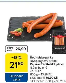 Tesco Ředitelské párky, 180 g. balené nabídka