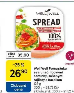 Tesco Well Well Pomazánka se slunečnicovými semínky, sušenými rajčaty a bazalkou, 125 g nabídka