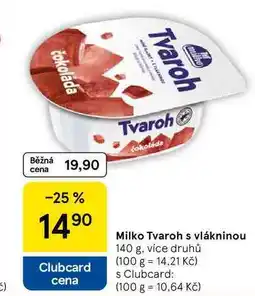 Tesco Milko Tvaroh s vlákninou, 140 g, více druhů nabídka