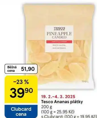 Tesco Tesco Ananas plátky, 200 g nabídka