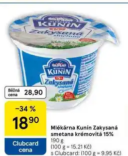 Tesco Mlékárna Kunín Zakysaná smetana krémovitá 15%, 190 g nabídka