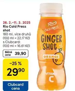 Tesco Rio Cold Press shot, 180 ml, více druhů nabídka