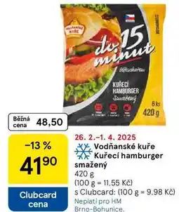 Tesco Vodňanské kuře Kuřecí hamburger Smažený, 420 g nabídka