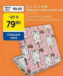 Tesco Dárkové zrcátko čtvercové, 6 x 6 cm. vice motivů a barev nabídka