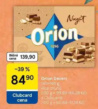 Tesco Orion Dezert, 140-166 g. více druhů nabídka