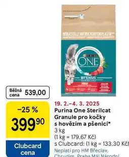 Tesco Purina One Sterilcat Granule pro kočky s hovězím a pšenicí, 3 kg nabídka