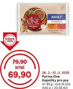 Tesco Purina One Kapsičky pro psy, 4x 85 g, více druhů nabídka